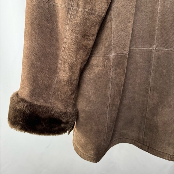 Vintage St. Johns Bay Hooded Faux Fur Lined Washable Suede Coat in Brown Size XL - Picture 11 of 11